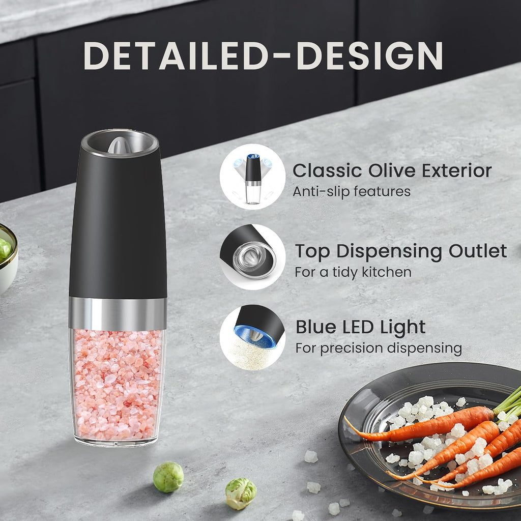 Battery Operated Salt And Pepper Grinder Set 2 Pack (Black) - Set of 2