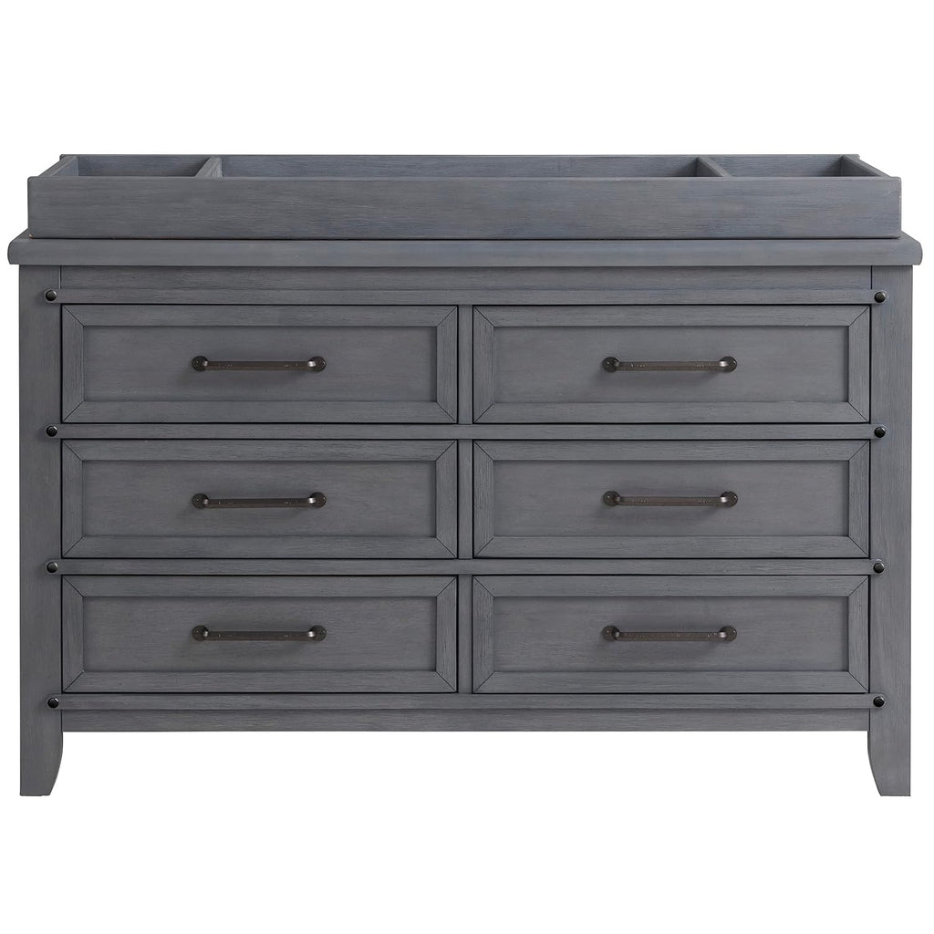 49065570 Ellison Premium Changing Topper for 6-Drawer Dresser, Wire Brush Ash Gray Finish
