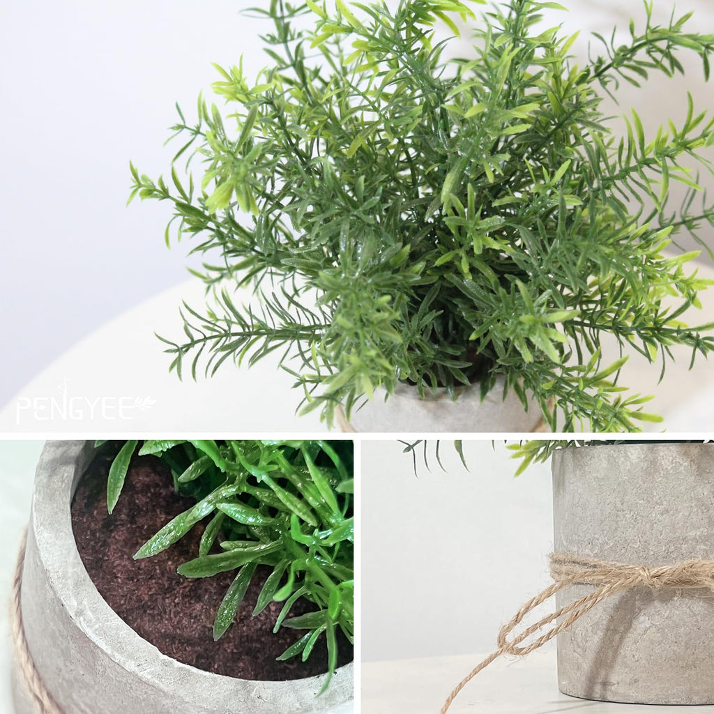 4 Pack Small Fake Plants in Pulp Pot Decor
