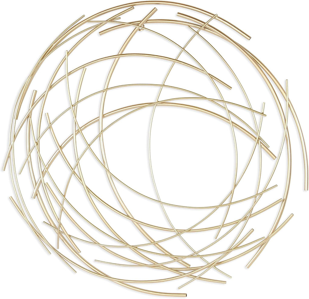 Denine Abstract Round Metal Wall Art - Handcrafted Modern 25" Gold Sculpture
