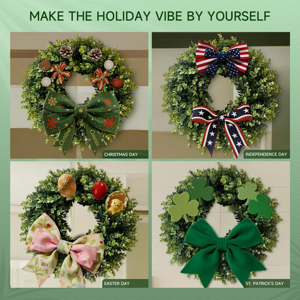 20" Wreaths for Front Door Spring Summer Green Boxwood Door Wreath for All Seasons Living Room Bedroom Window Wall