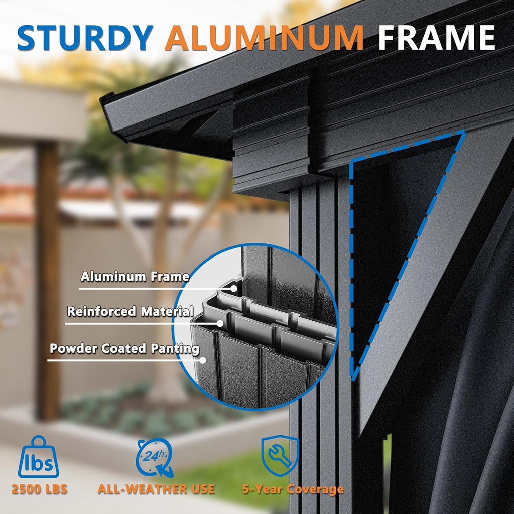10x12 Hardtop Gazebo on Clearance with Heavy Duty Galvanized Steel Metal roof