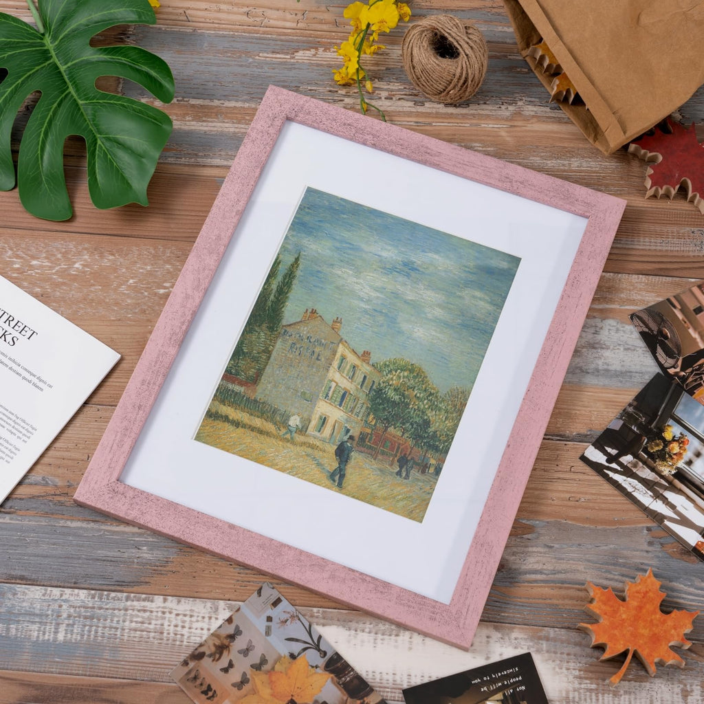 Rustic Pink 11x14 Picture Frame with Mat, Glass Cover, 1 Pack