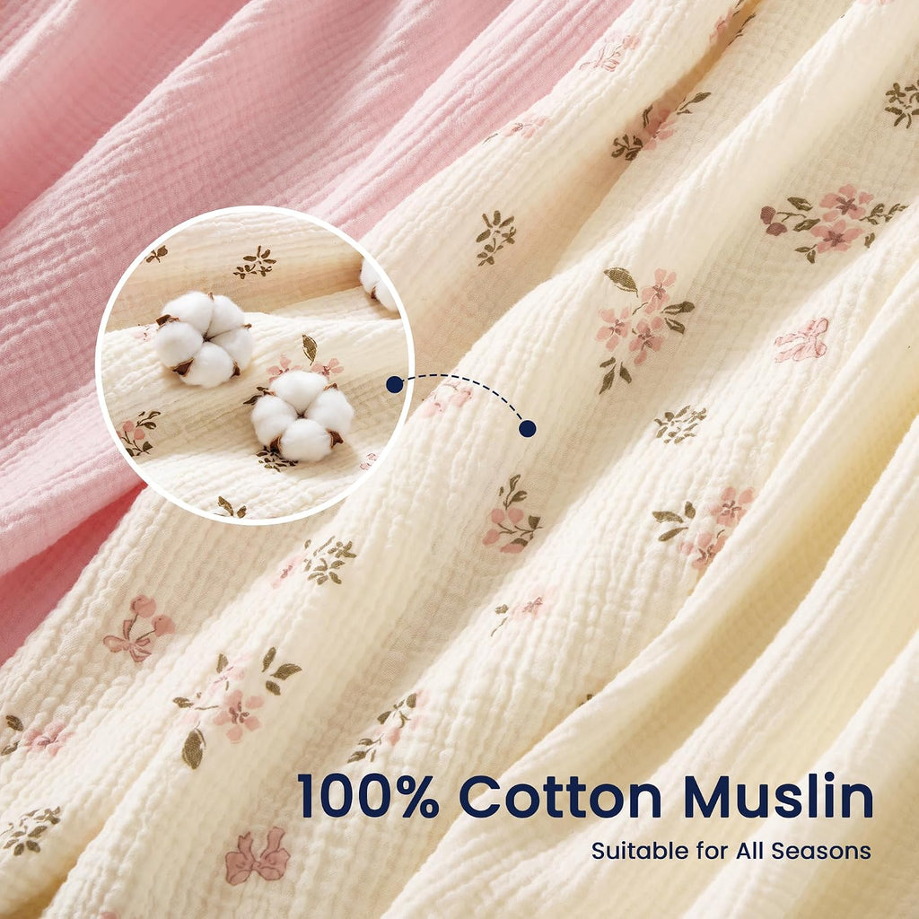 Muslin Swaddle Blankets for Baby, 3 Pack Cotton Breathable Soft Receiving Blankets for Boys and Girls, Baby
