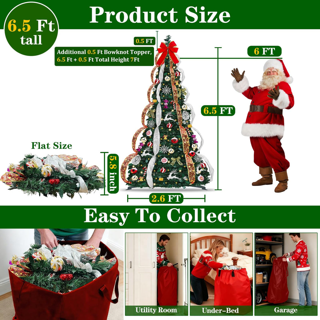 6.5FT Prelit Pop Up, Dual Color Changing Lights Timer 8 Modes
