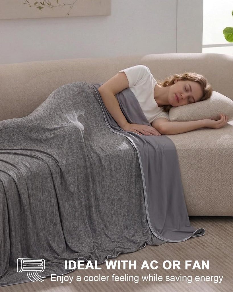 Cooling Blanket King Size Double-sided, Absorbs Heat to Keep You Cool, Grey | Breathable, Thin, Lightweight, 108"x90"