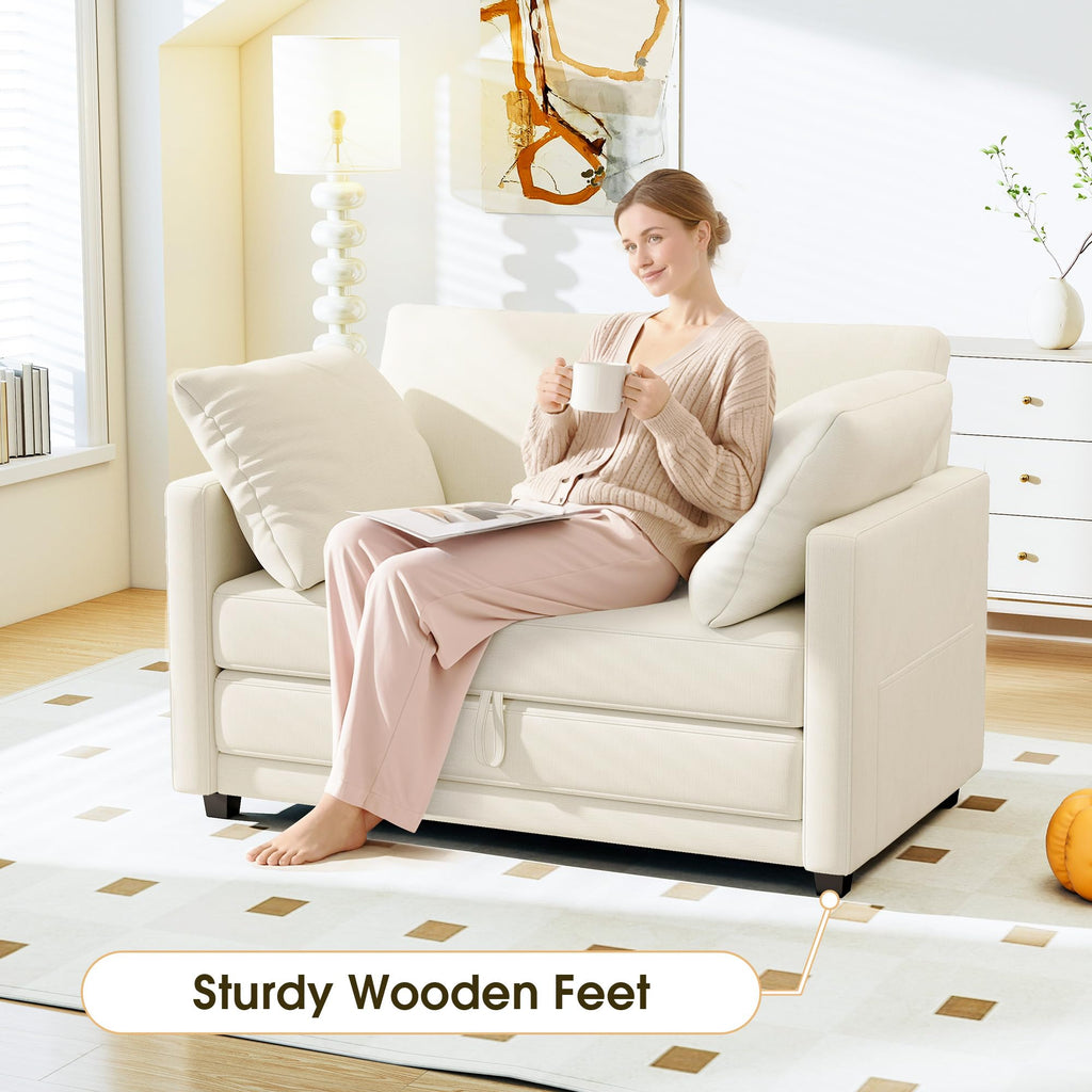 51" Convertible Sofa Bed, 2 in1 Folding Sofa Bed, Loveseat Sleeper Sofa for Small Spaces, Fold Out Floor Couch with 2