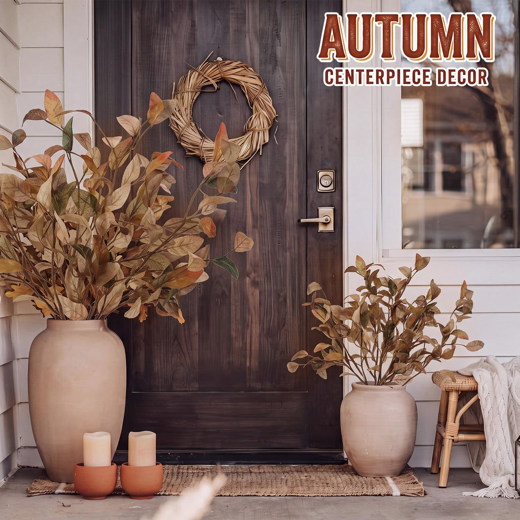 6 Pcs Autumn Eucalyptus Spray 24" Artificial Fall Leaf Branch Stems for Vase Fall Wedding Greenery Picks Autumn Home
