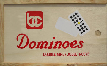 Hand Crafted Double 9 Dominoes Set with Wooden Storage Box - 55 Piece Set - Dominoes Feature Brass Spinners