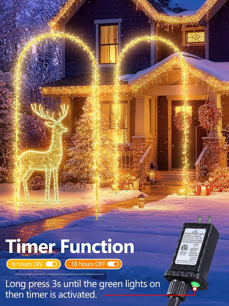 Christmas Decoration Outdoor Arch Lights - 9.5FT 460LED Warm White