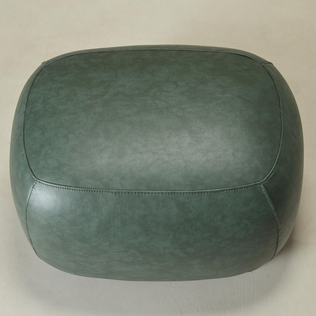 23" Wide Faux Leather Upholstered Ottoman Footrest, Green