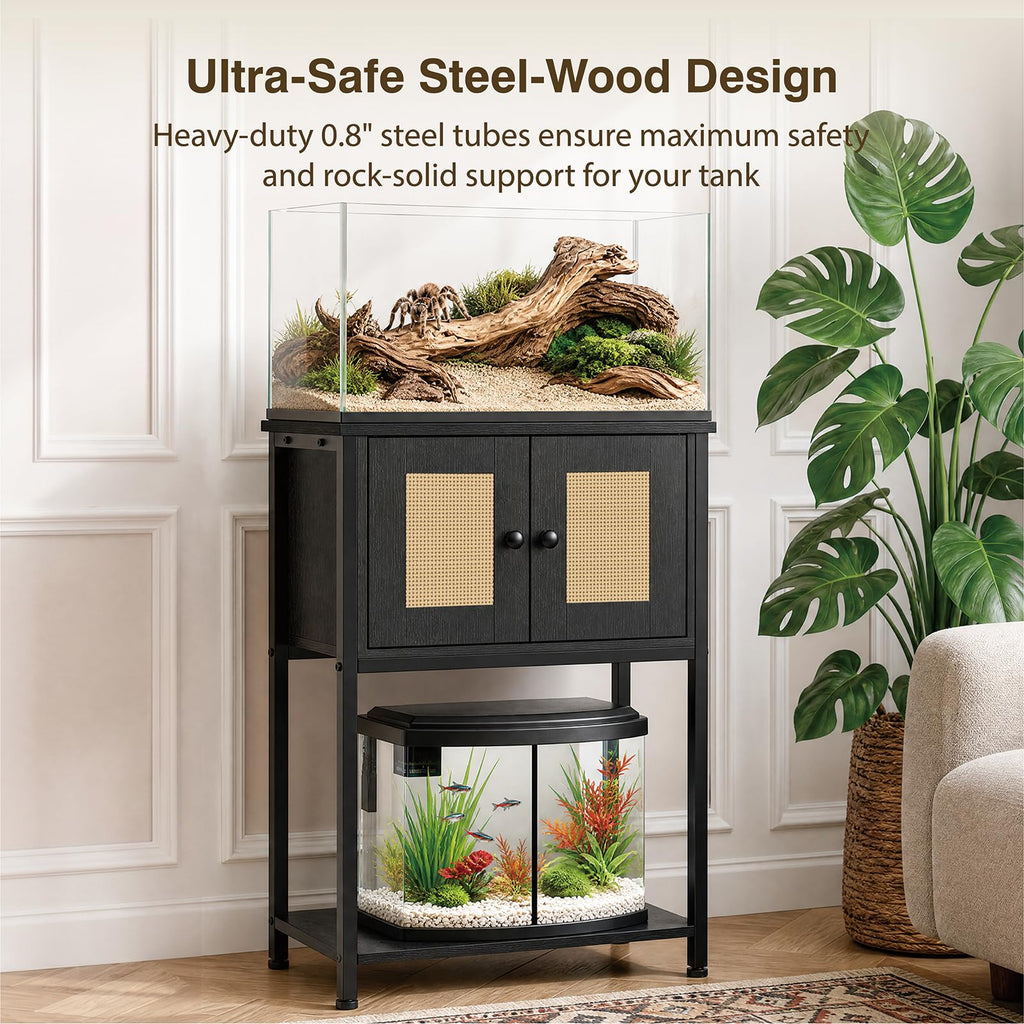 5-10 Gallon Fish Tank Stand with Cabinet, 350 LBS Capacity