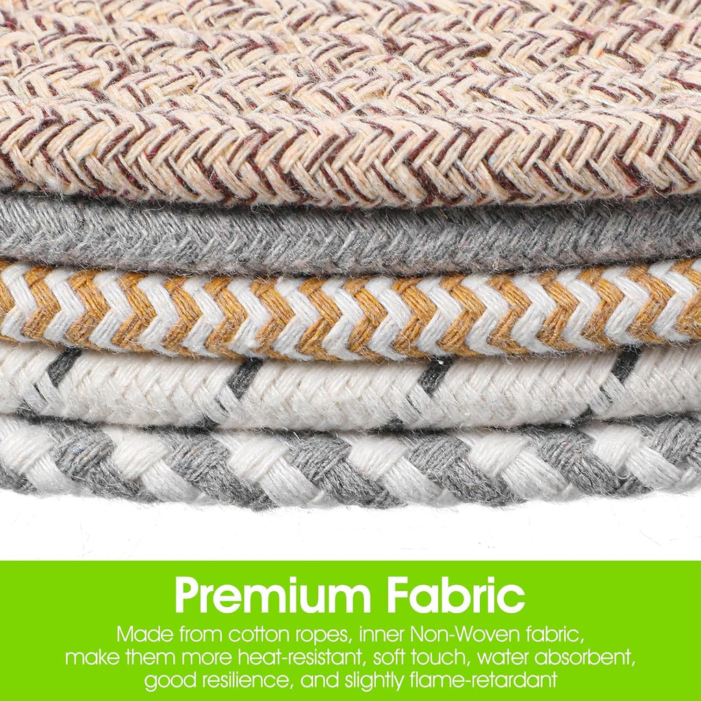 Inch Trivets for Hot Dishes, Extra Large Thick Heat Resistant Hot Pads, Cotton Pot Holders for Countertop - Set of 5