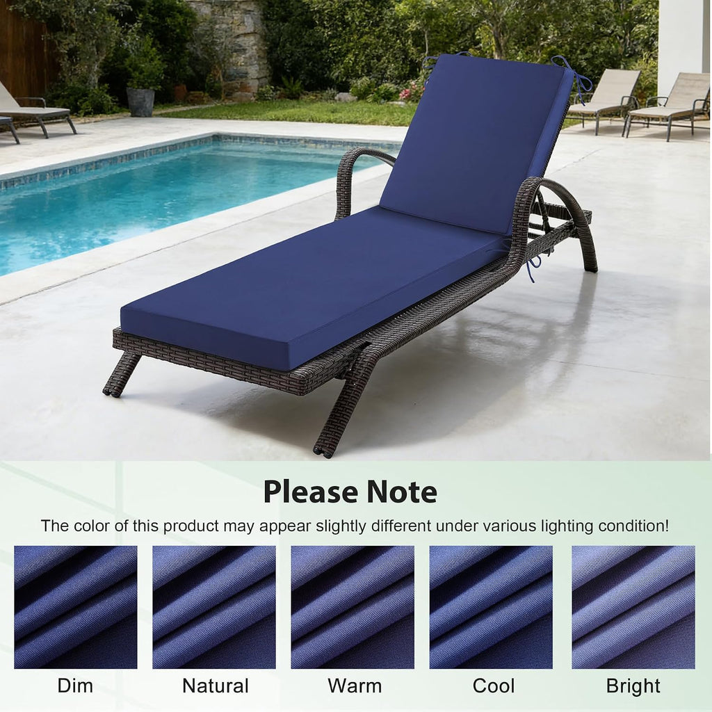 Chaise Lounge Cushions Outdoor, 72x 21x 3 Inch Waterproof & Fade-Resistant Lounge Chair Cushion, Outdoor Chaise