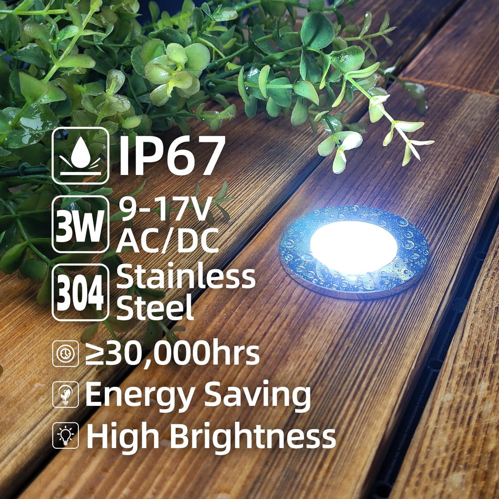3W Recessed Low Voltage Deck Light 6 Pack 2Inch