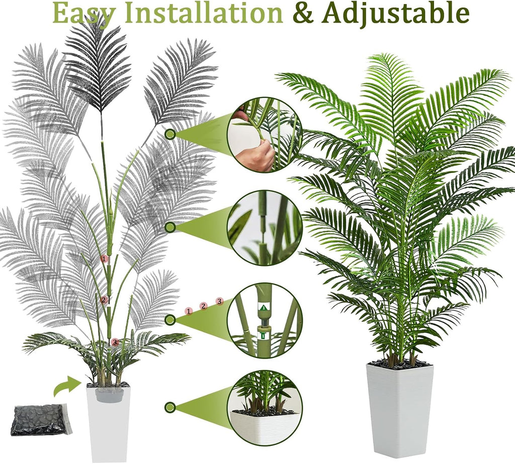Artificial Palm Tree 6FT, Tropical Tall Fake Plants Indoor with Black Pot