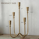 Large Iron Candelabra Centerpieces for Tables, 17.7'' Tall Taper Candle Holders, Vintage Brass Gold Candlestick
