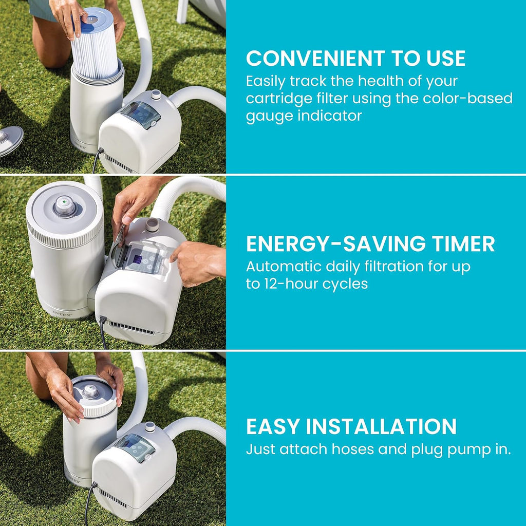 Krystal Clear 2,500 GPH Cartridge Filter Pump for Above Ground Pools | 26633EG - For Swimming Pools: 4,000 to 15,200