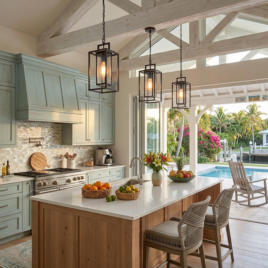 17" Rectangular Double Cage Outdoor & Indoor Hanging Pendant Light