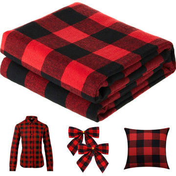 Buffalo Plaid Fabrics Cotton for Quilting Sewing, Red and Black