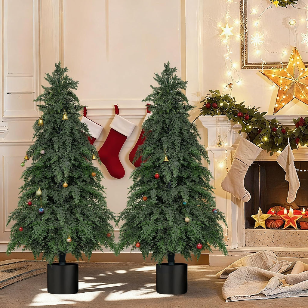 2 Pack Artificial Topiary Trees 5FT Tall with Pot