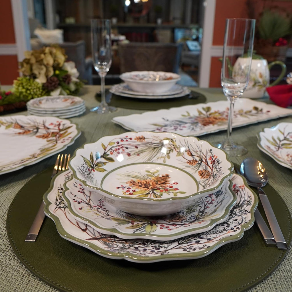 Winter Forest 12 Pc Dinnerware Set, Service for 4