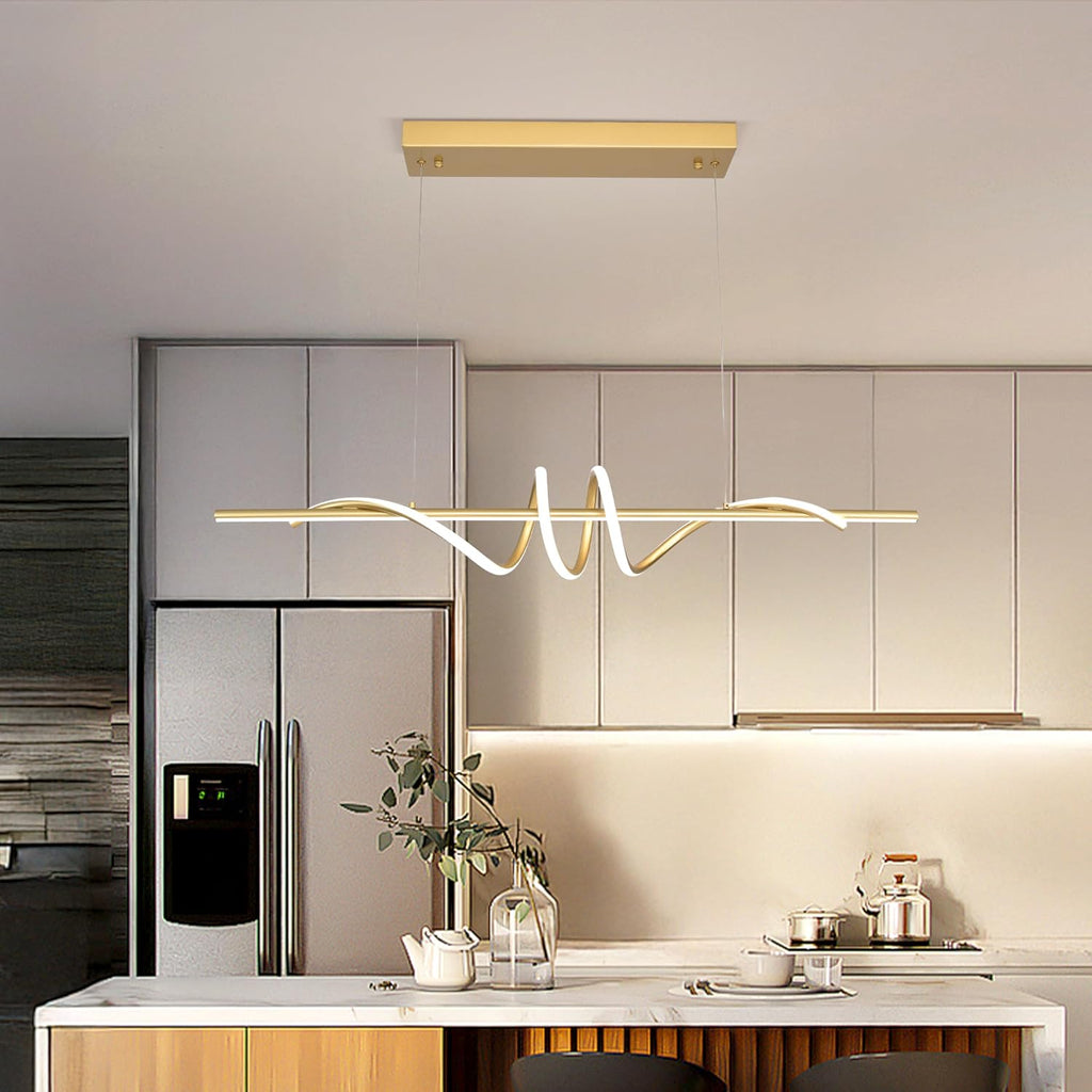 Modern LED Pendant Light, 39.37in Gold Chandelier Dimmable,3000K-6000K Adjustable Color Temperature, Aluminum Modern