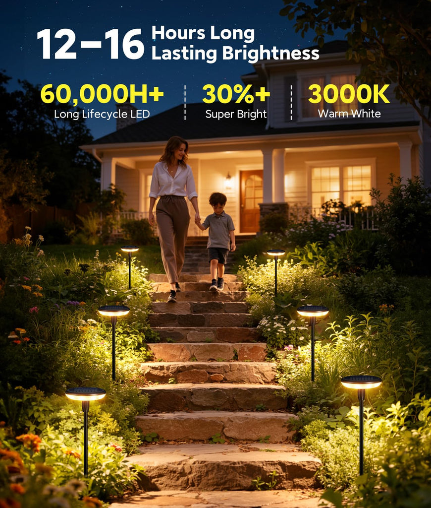 Solar Pathway Lights Outdoor, 8 Pack Bright Solar Garden Lights