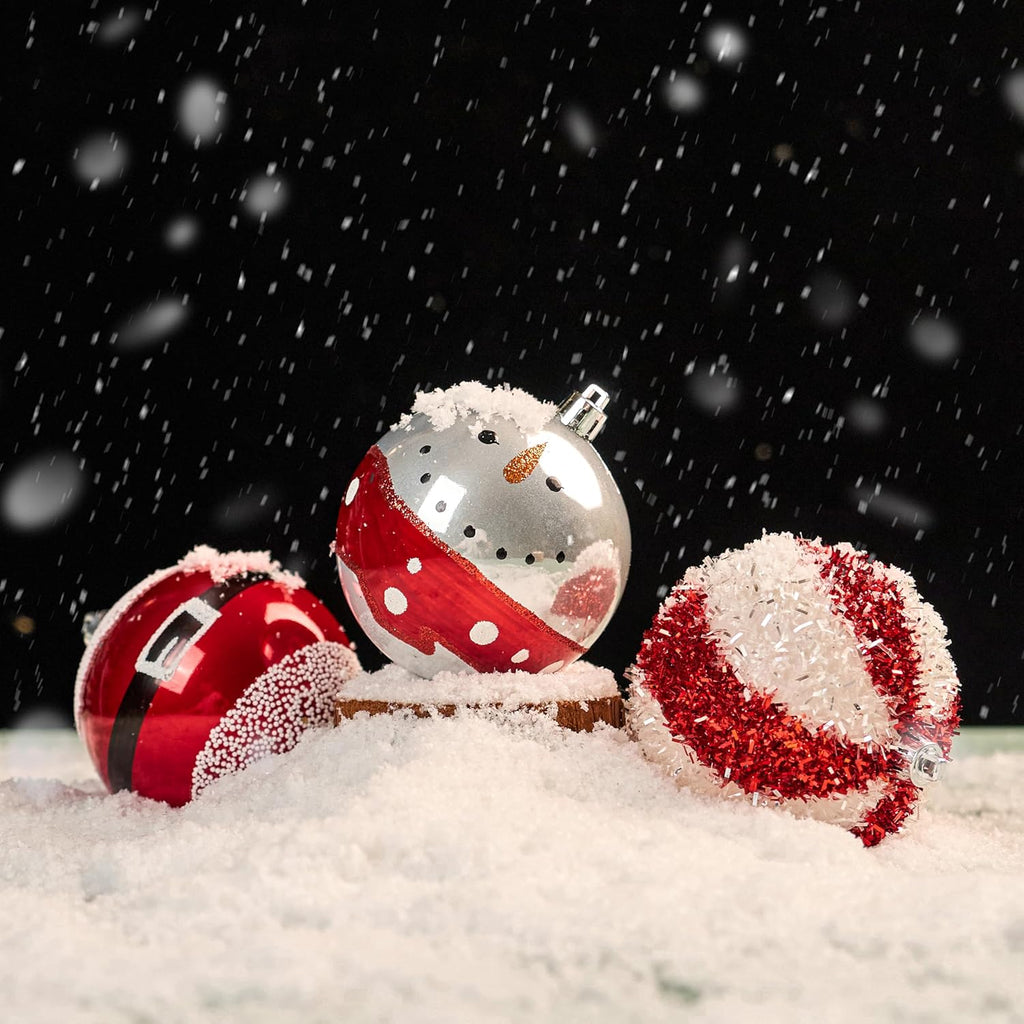 3.12-Inch Christmas Balls Ornaments for Tree, Red & White - Set of 12