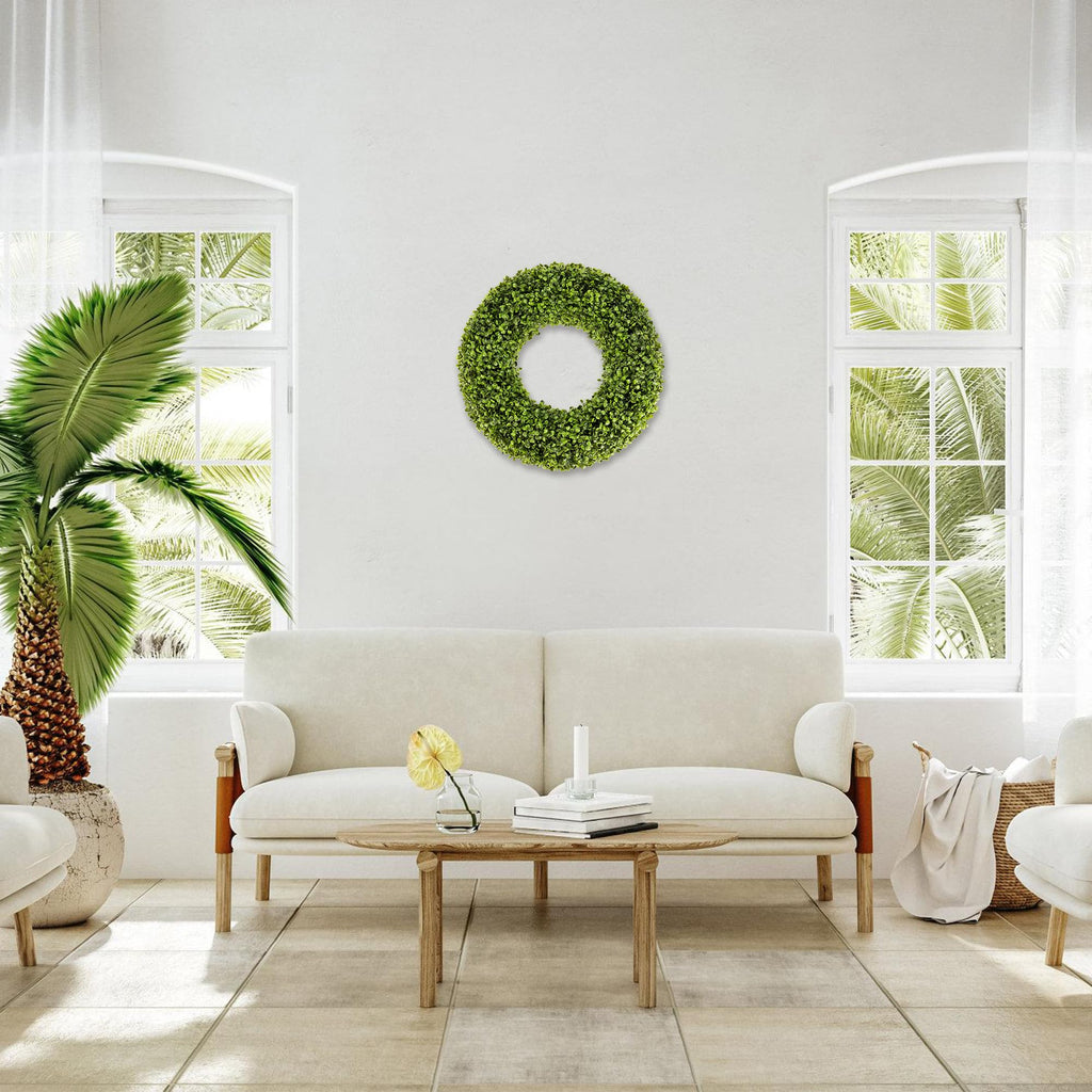 Boxwood Wreath, 20inch Wreath for Front Door Greenery Wreath Outdoor/Indoor Green Home Round All Year Round Farmhouse