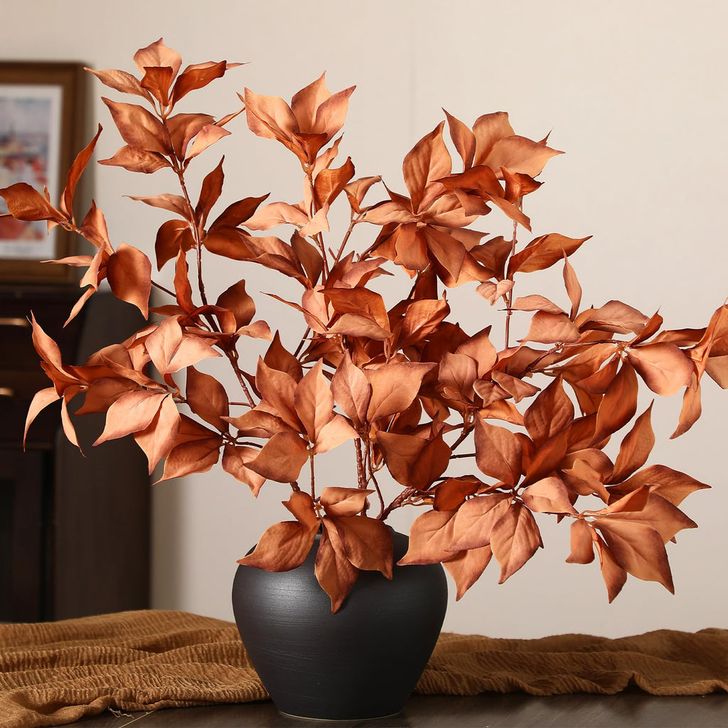3 Pcs 33" Fall Artificial Filbert Leaves Stem Fall Decor, Caramel