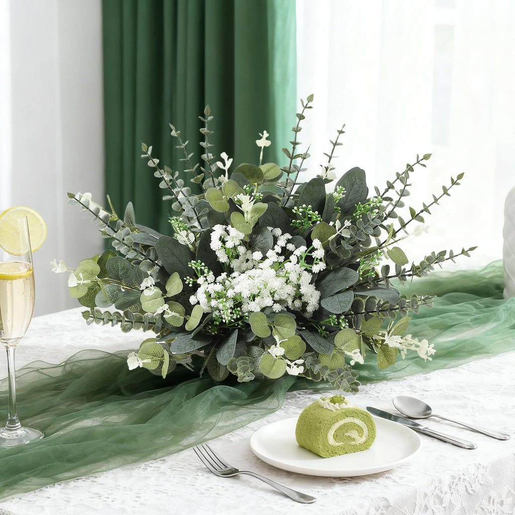 60 Pcs Mixed Artificial Eucalyptus Leaves Stems Bulk, Baby Breath Artificial Flowers Bulk with Eucalyptus Leaves