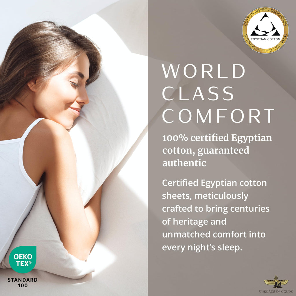 Egyptian Cotton Pillowcases, White, King, 2-Pc