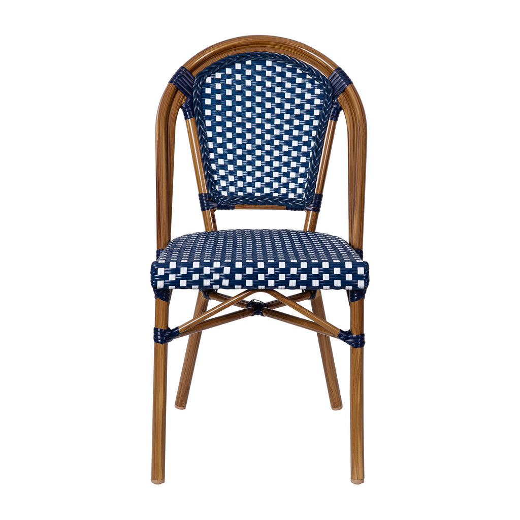 Navy/White PE Rattan Bistro Chair, 2-Pack