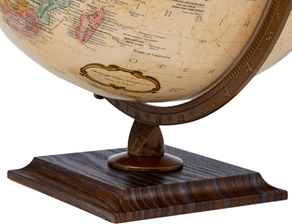 Easy to Assemble World Classic Globe, 12" Desktop World Globe or Office Desk Decor, Raised Relief, Up-to-date