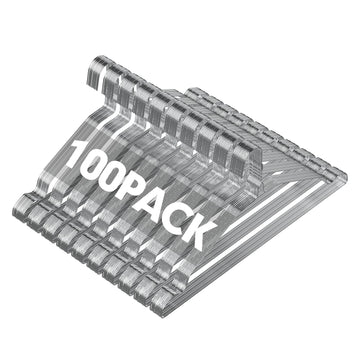 Metal Wire Clothes Hangers Bulk 100 Pack with Grooves, Silver
