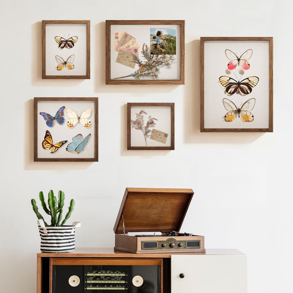 16x20 Large Shadow Box Picture Frame with Soft Linen Back, Brown Wooden Jersey Frame Memory Display Case with