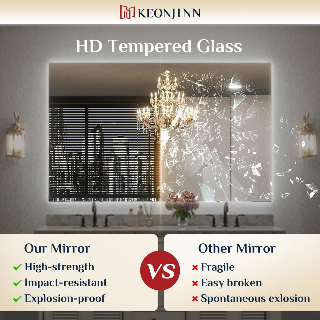 32 x 36 Inch Bathroom Mirror with Lights, Backlit Mirror Dimmable