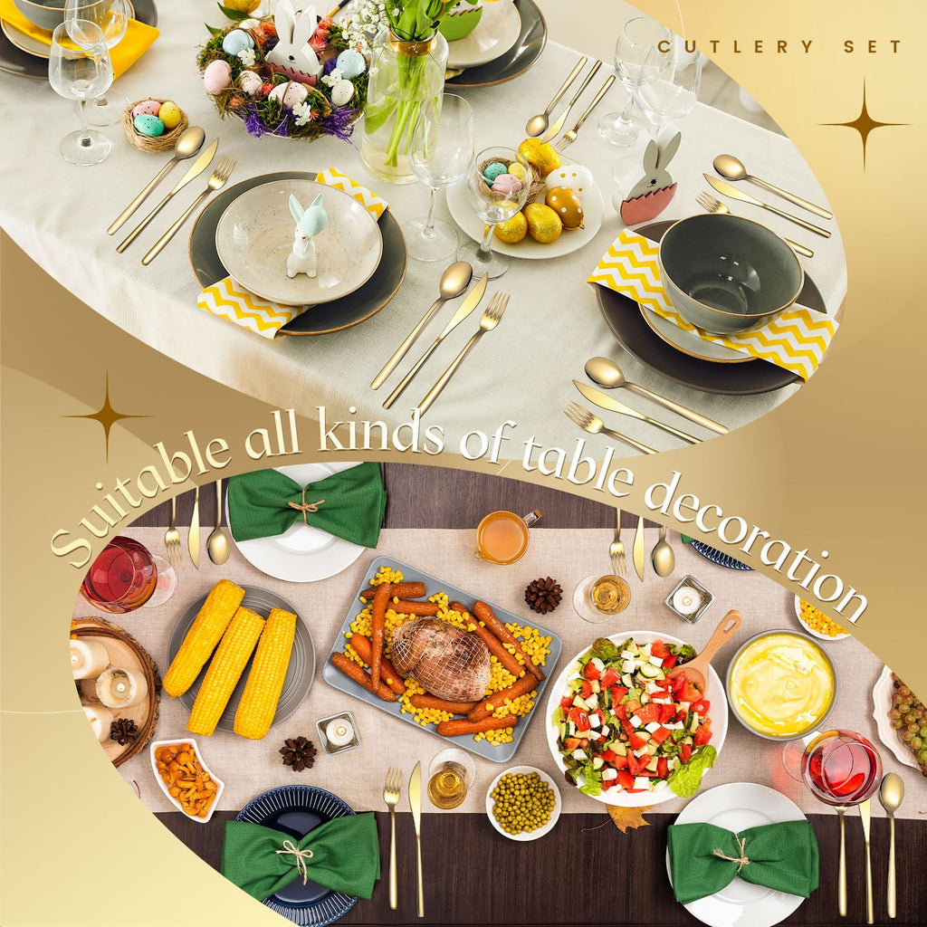240 PCS Gold Silverware Bulk, Stainless Steel, Set for 80