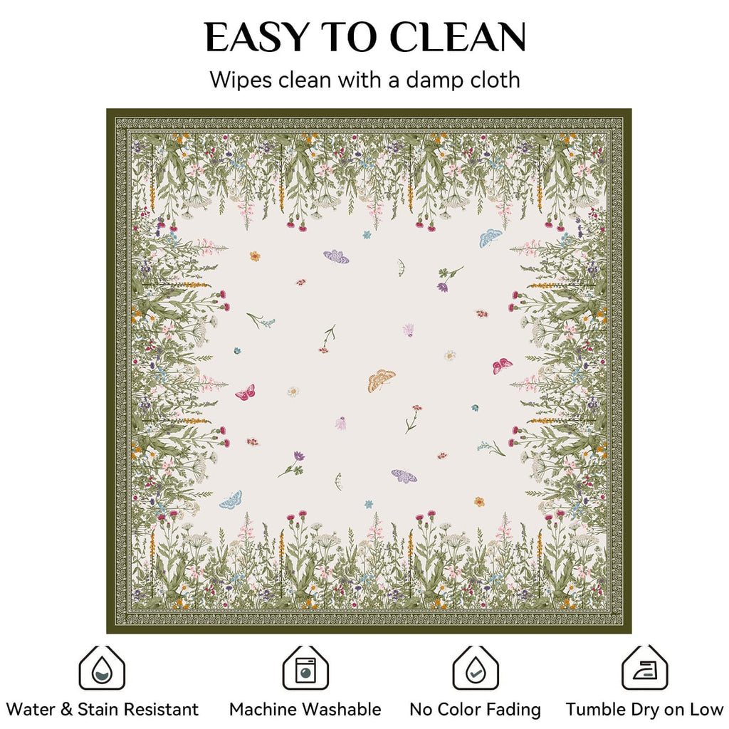 Small Square Tablecloth 52x52 Inch, Stain Resistant Wrinkle Free Card Table Tablecloth Spring Floral Summer