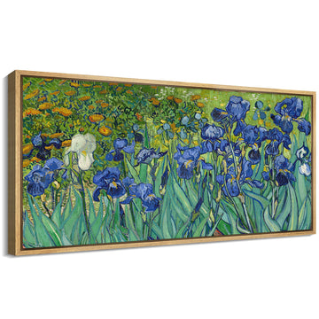 Extra Large Framed Canvas Print Wall Art Vincent Van Gogh's Irises Illustrations Antique Retro Fine Art Illustrations