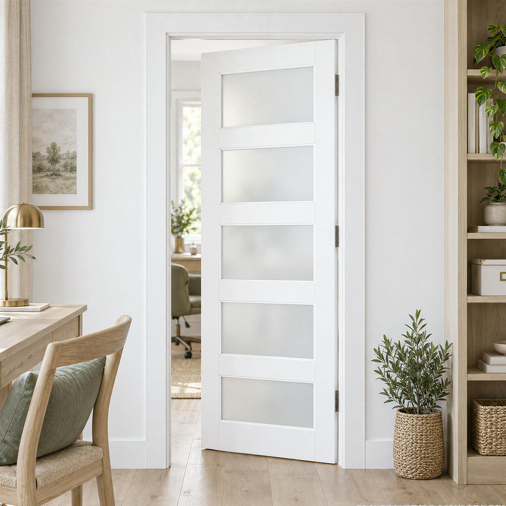 24" x 80" Frosted Glass Door, MDF Solid Core Interior Door Slab
