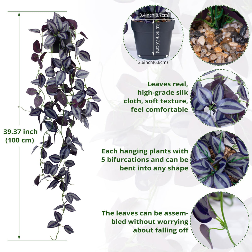 3Pack Small Fake Hanging Purple Plant | Casa Home Living