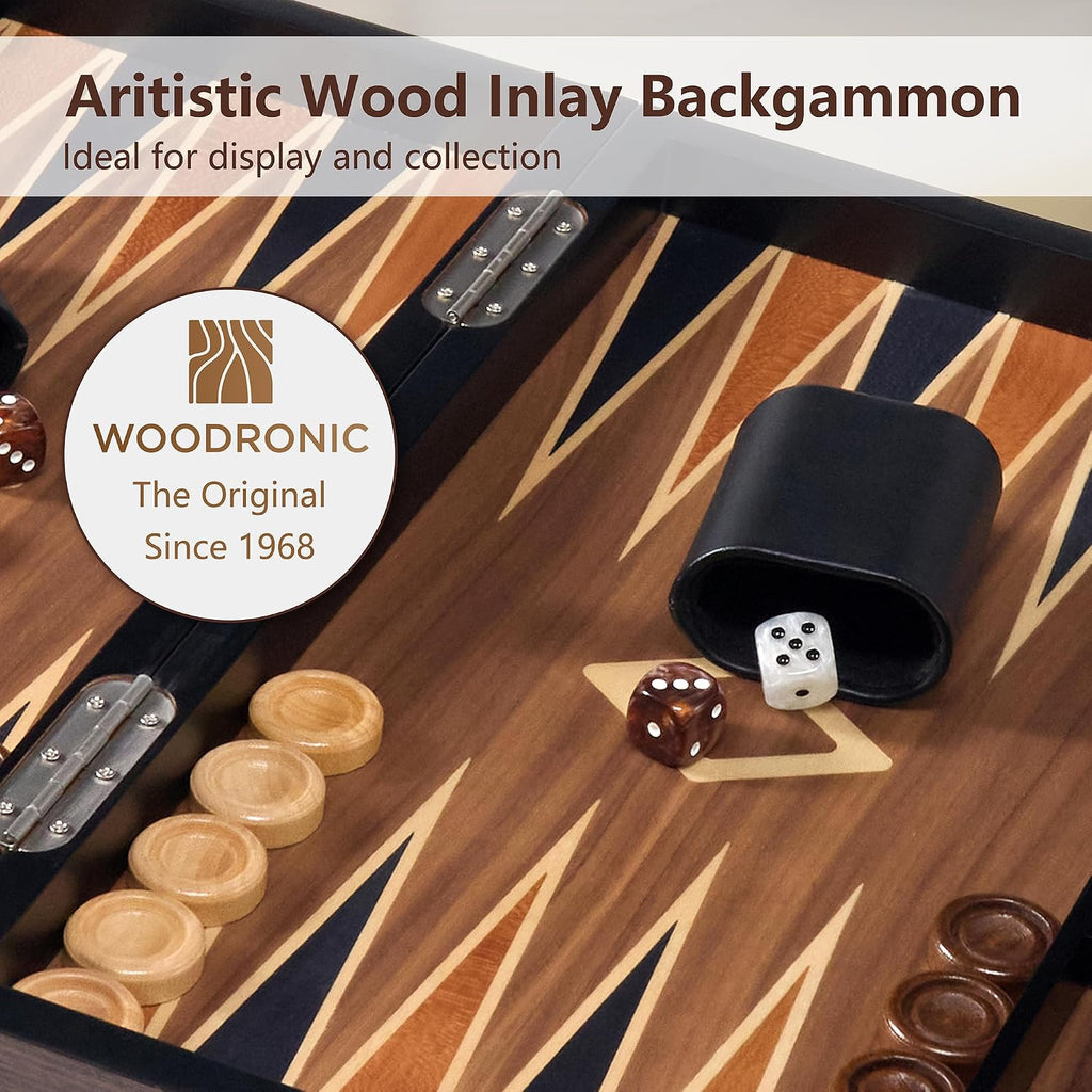Wooden Backgammon Set for Adults - 19 Inch Classic Board Game Case - Premium Folding Backgammon Set with Wooded