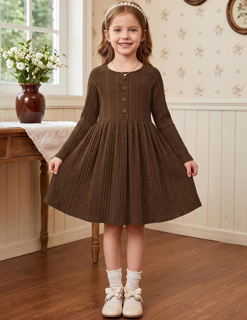 Toddler Girls Sweater Long Sleeve Knit Fall Winter Dresses