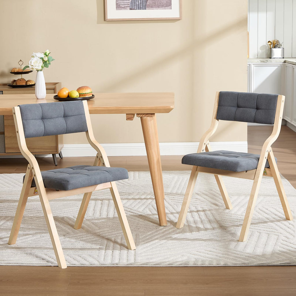 6-Pack Folding Dining Chairs with Cushion, Padded Foldable Dining Chairs, Portable Wooden Folding Chairs s Kitchen