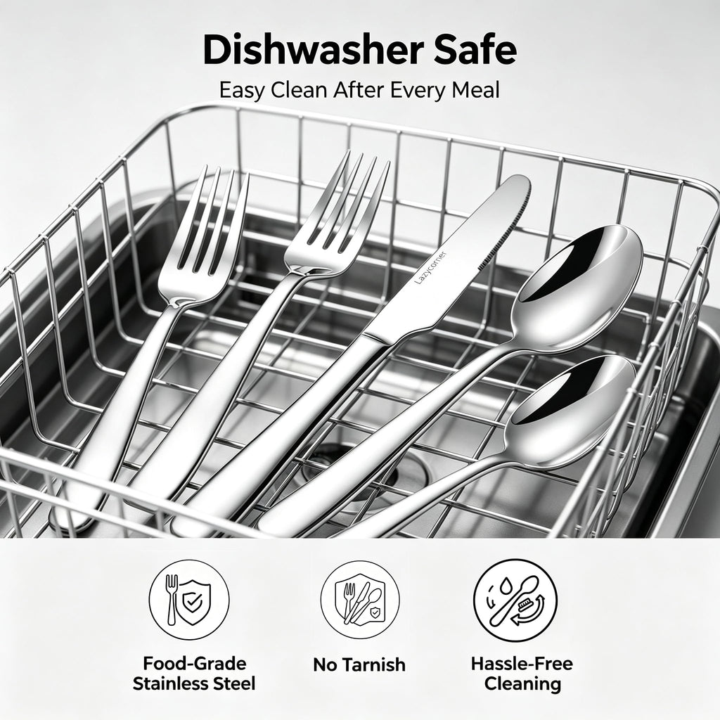 Silverware Set for 8, 40-Piece Premium Stainless Steel Flatware Set, Heavy Duty Cutlery Set with Modern Square