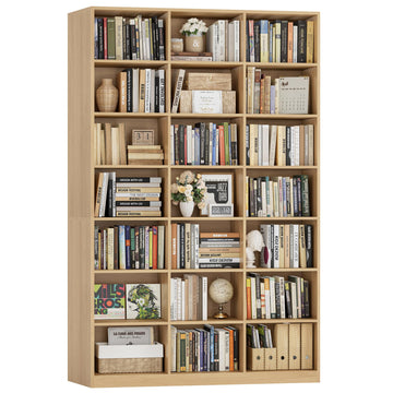 86" H Triple Wide Bookshelf and Bookcase, 7 Tier Tall Bookshelf with Storage, Large Bookcase with 21 Open Display