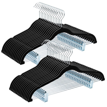Velvet Pant Hangers with Adjudtable Clips 30 Pack, Black