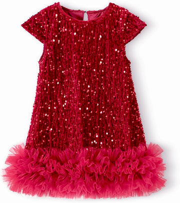Toddler Girls Sequin Dress A-Line Sparkly Princess Party Dress
